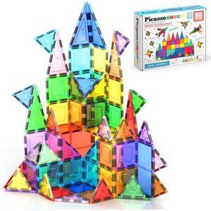 Picasso Tiles Magnetic Tiles 60pcs Kids Toys Classroom Sensory Toy for Toddlers